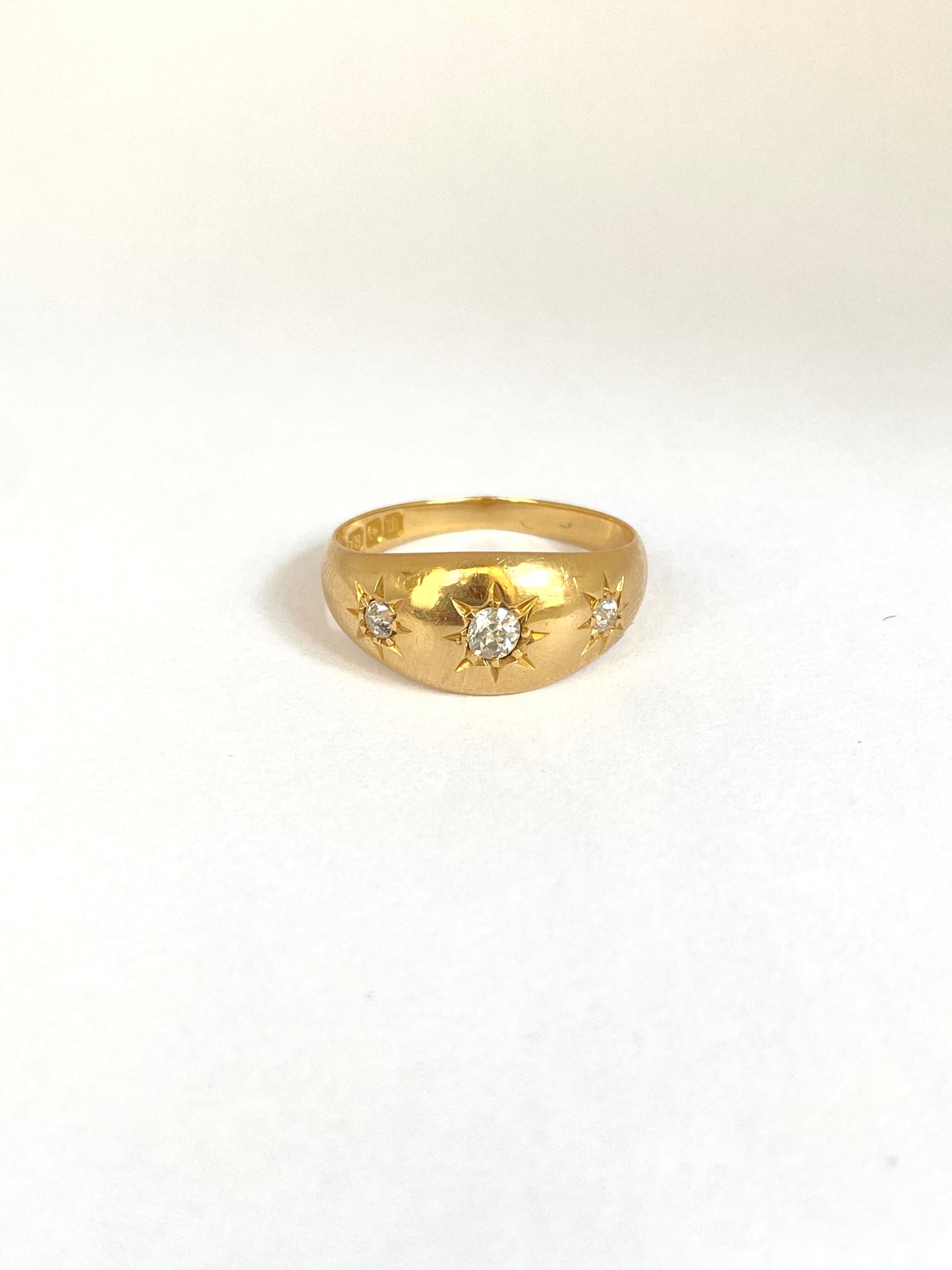 THIRD PAYMENT Antique, 18ct Gold, Diamond, 3 Star, Gypsy Starburst Ring, Hallmarked 18ct Gold, Birmingham 1911