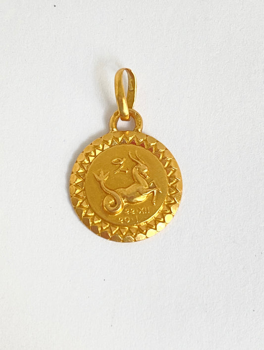 Tiny 18ct Gold, Vintage French Zodiac (CAPRICORN) Charm by Charles Perroud