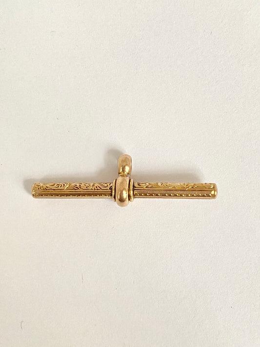 Antique 9ct Gold, Albert T Bar Pendant 3.6cm