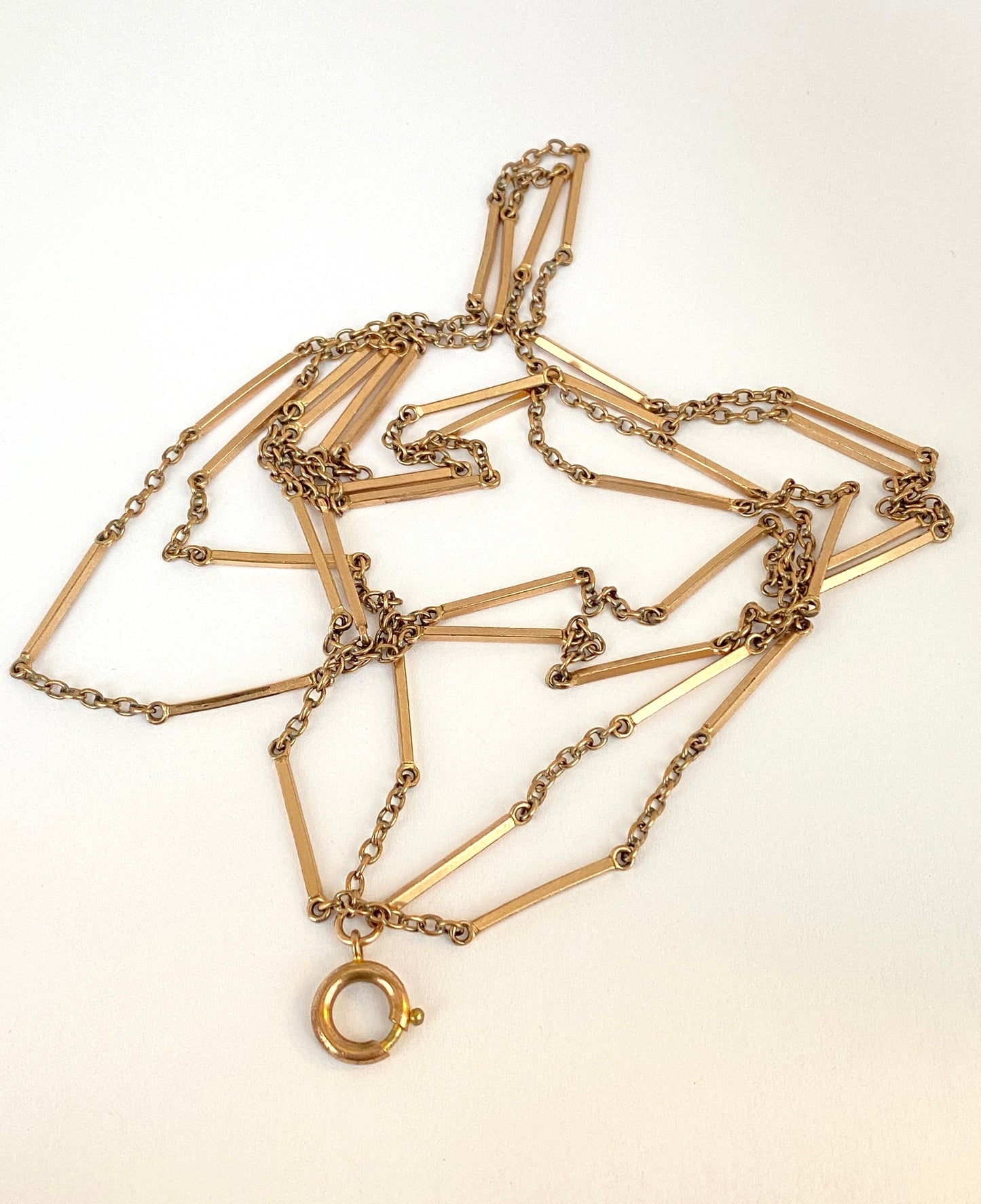 52 inch, Antique, Gold Filled Victorian Long Guard Chain with Bolt Ring 15.5g