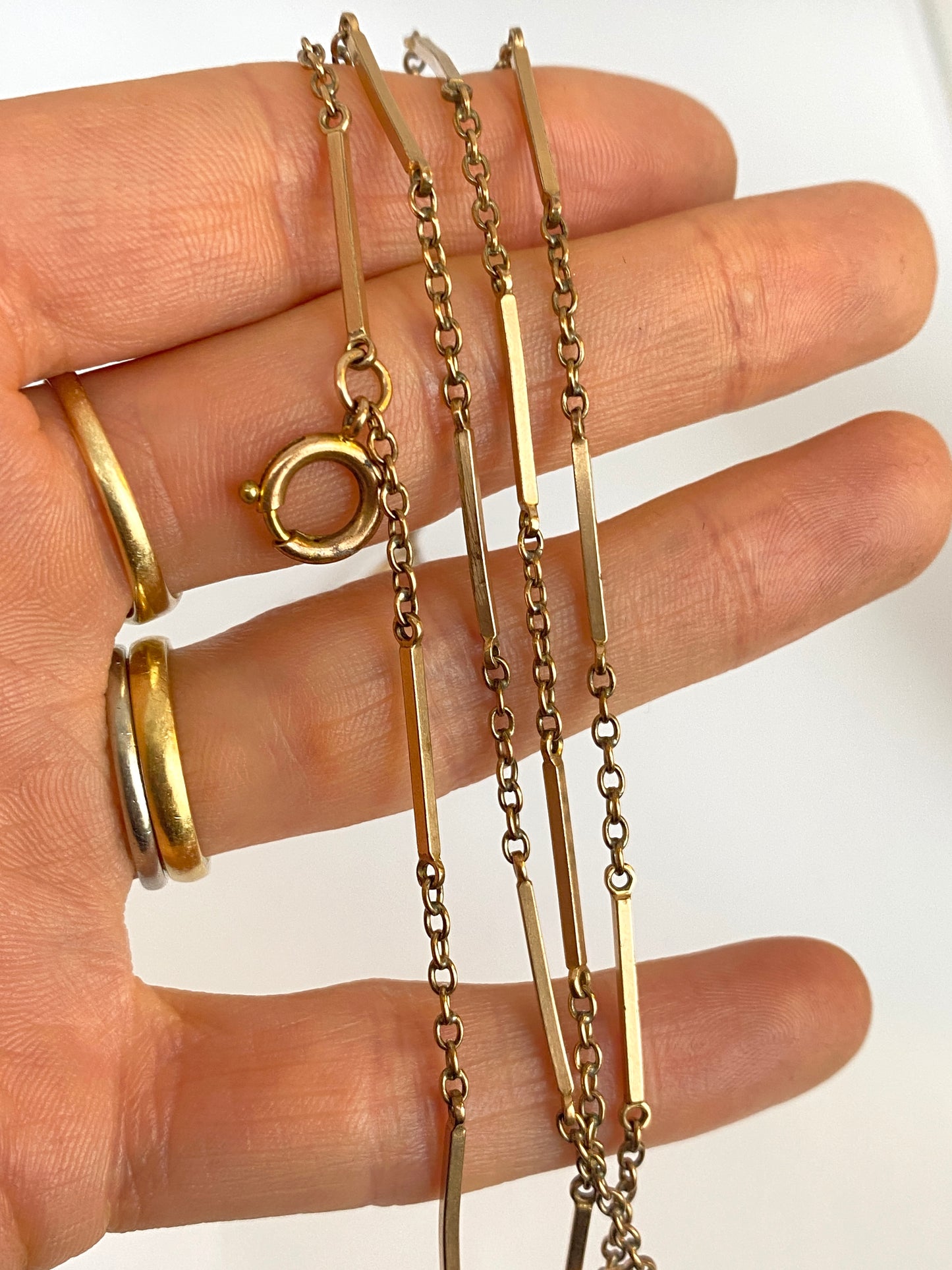 52 inch, Antique, Gold Filled Victorian Long Guard Chain with Bolt Ring 15.5g