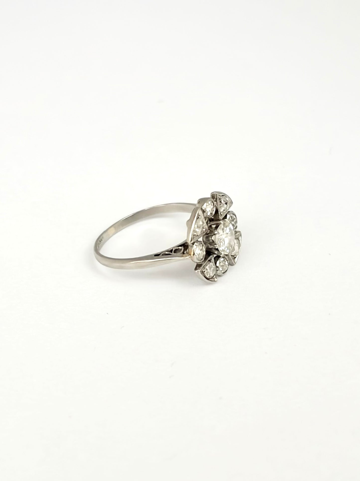 Art Deco, Platinum and Mixed Cut Diamond Engagement Ring