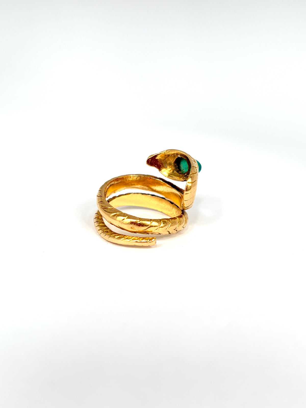 Rare, Vintage, 18ct Gold, Chrysoprase and Ruby  Snake Ring, 9.42g