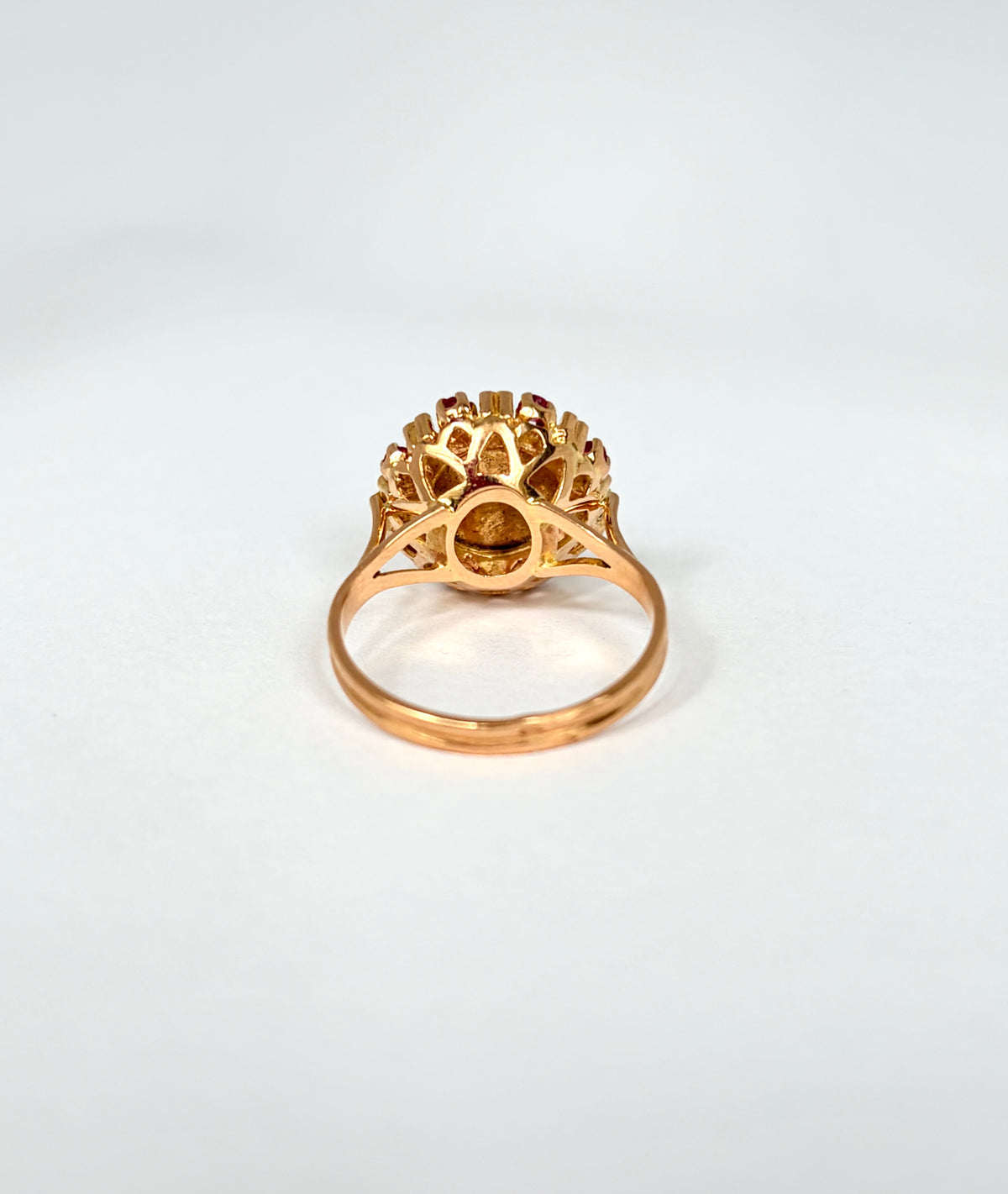 Rare, 18ct Gold, Diamond and Ruby French Augis Love Ring, 'Qu'hier - Que demain'