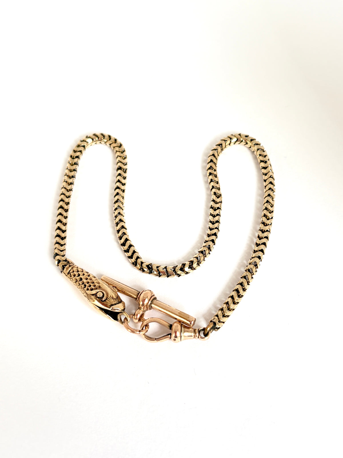 Antique, 9ct Gold Snake Chain Extender, 12 inches and 12.33g.