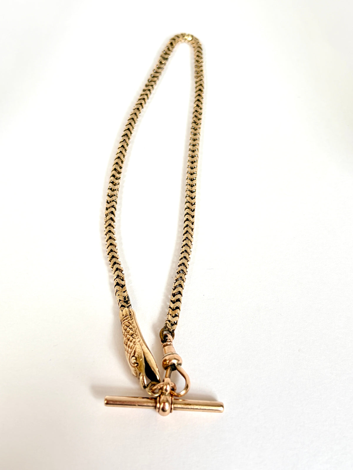 Antique, 9ct Gold Snake Chain Extender, 12 inches and 12.33g.
