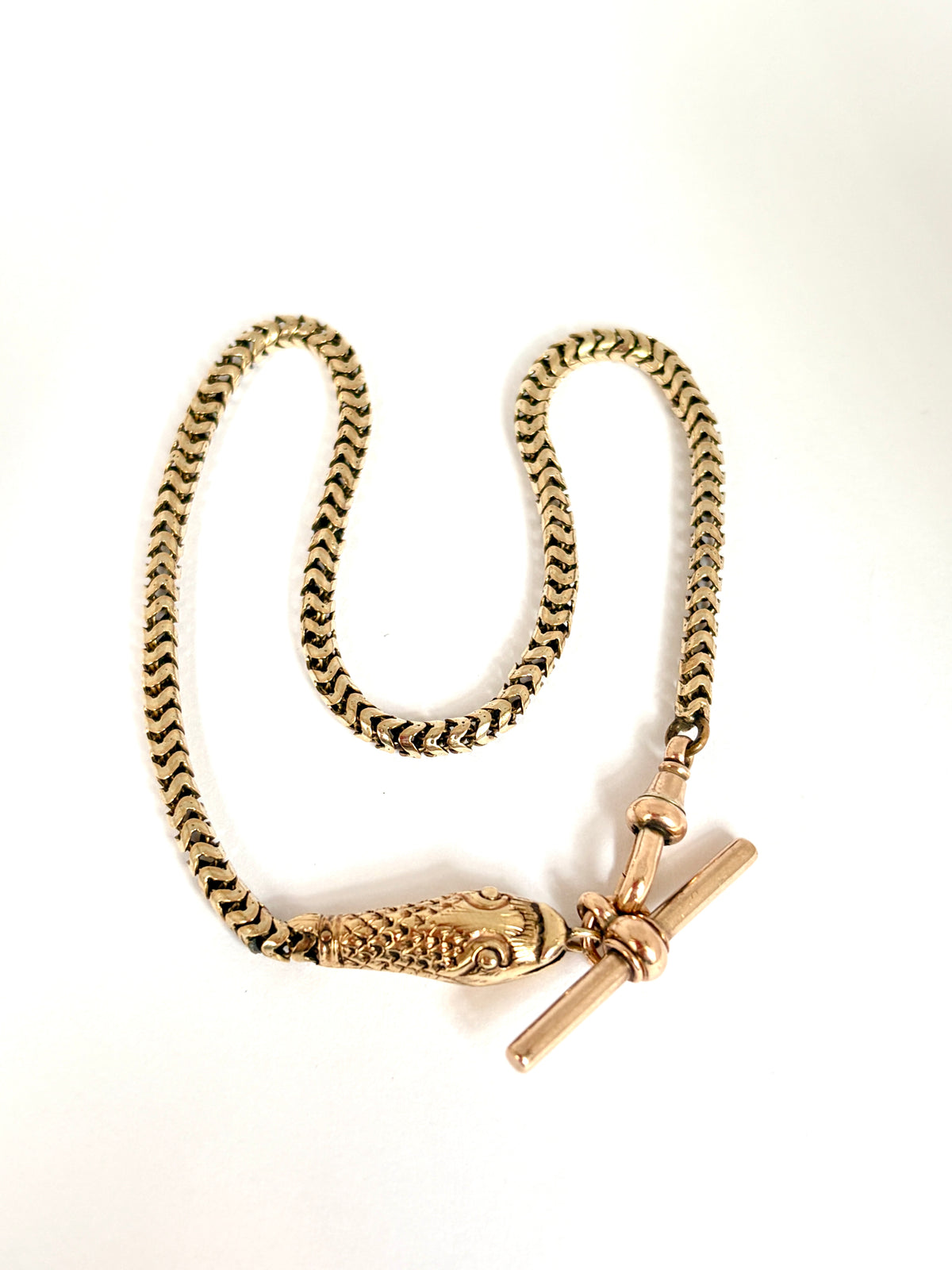 Antique, 9ct Gold Snake Chain Extender, 12 inches and 12.33g.