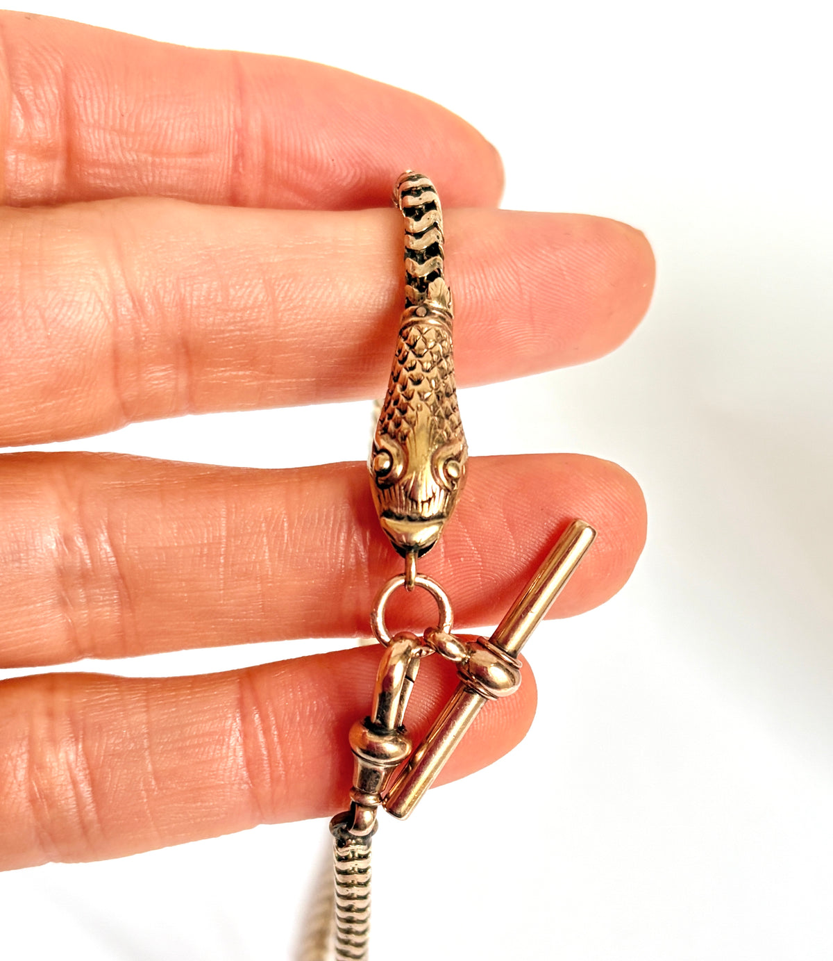 Antique, 9ct Gold Snake Chain Extender, 12 inches and 12.33g.