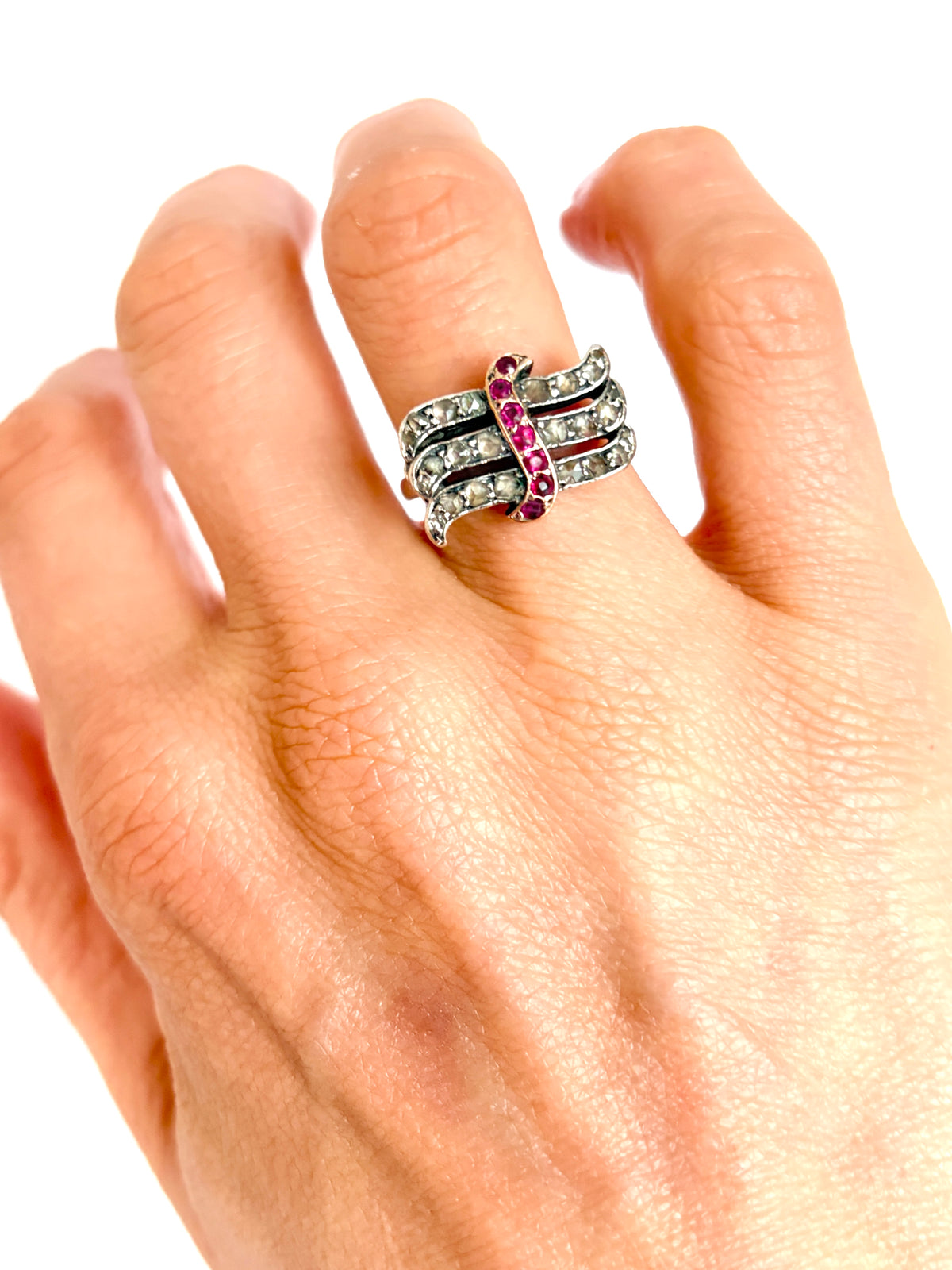 Art Deco, 18ct Gold and Silver Ruby and Diamond Ring