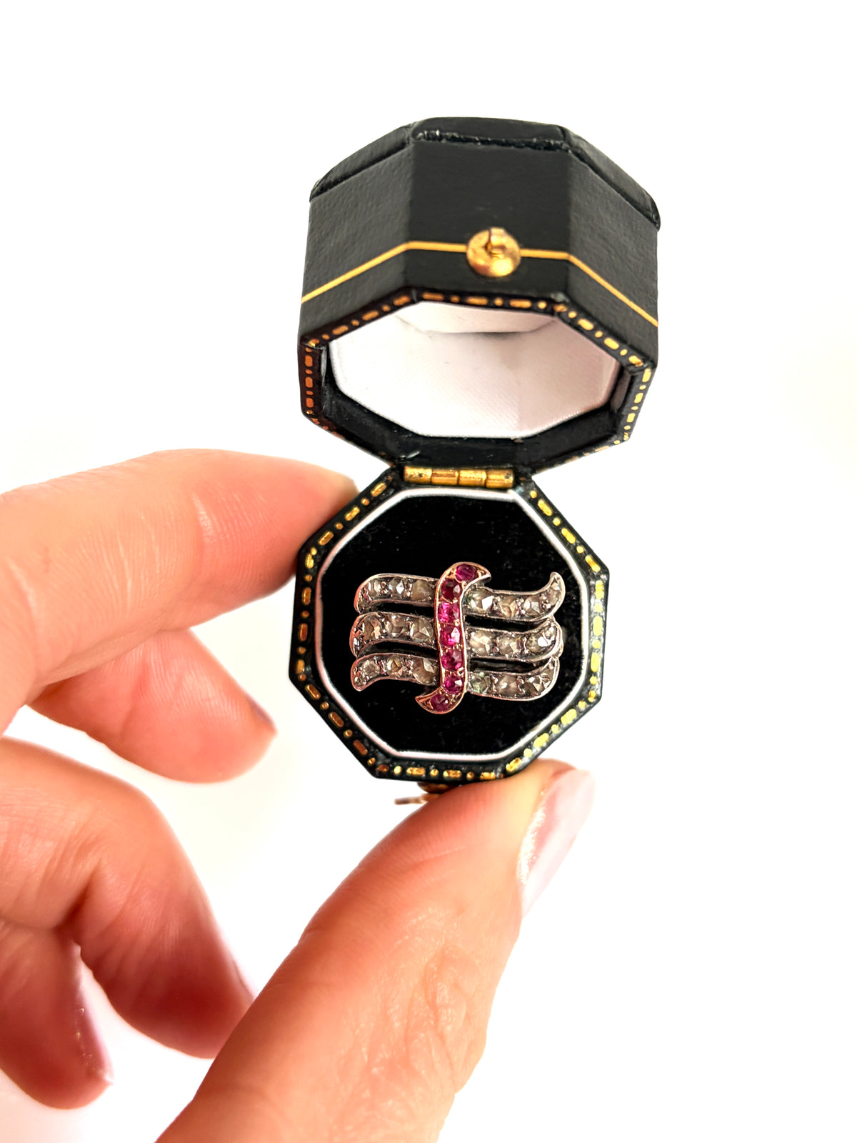 Art Deco, 18ct Gold and Silver Ruby and Diamond Ring