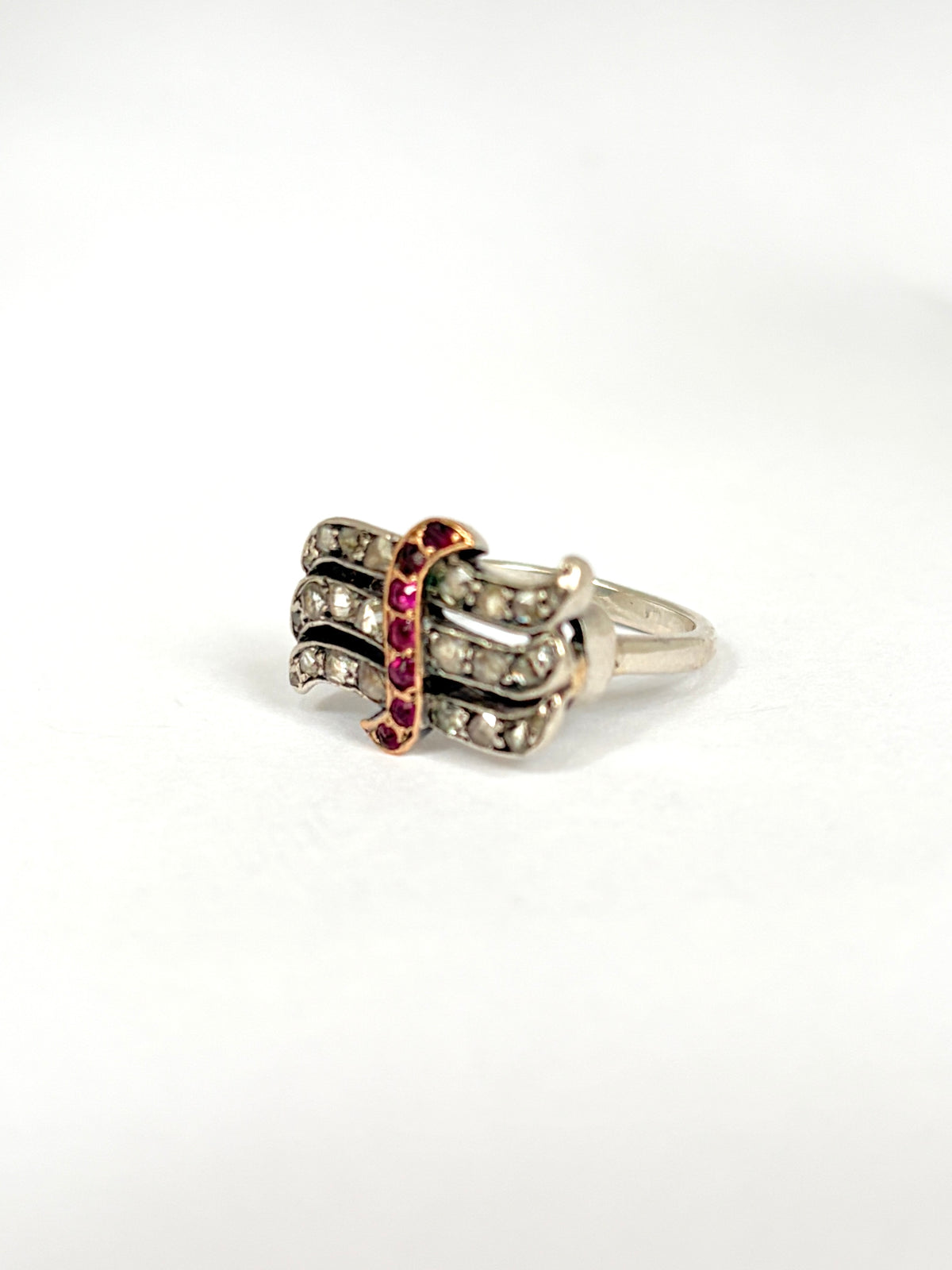 Art Deco, 18ct Gold and Silver Ruby and Diamond Ring