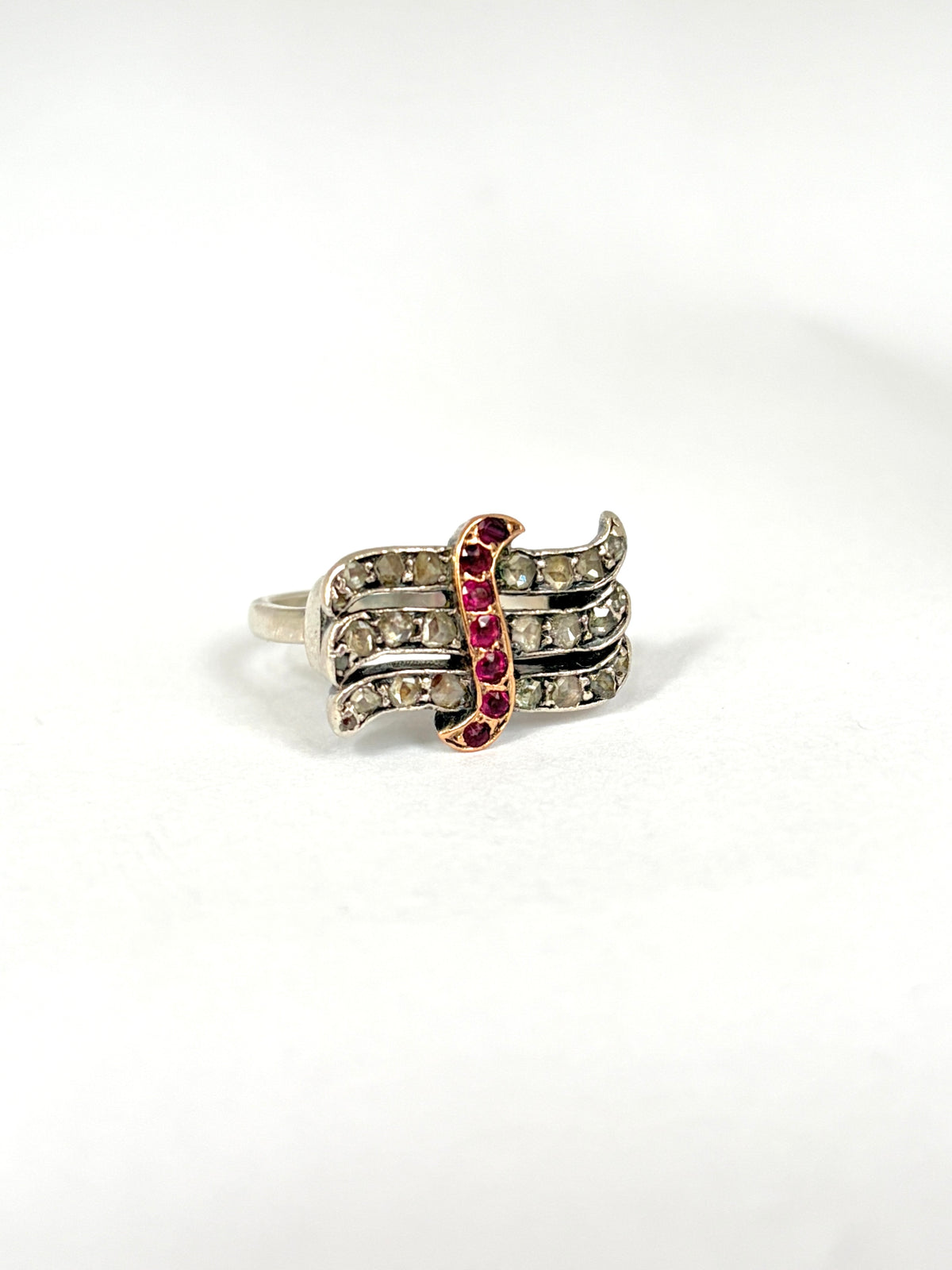 Art Deco, 18ct Gold and Silver Ruby and Diamond Ring