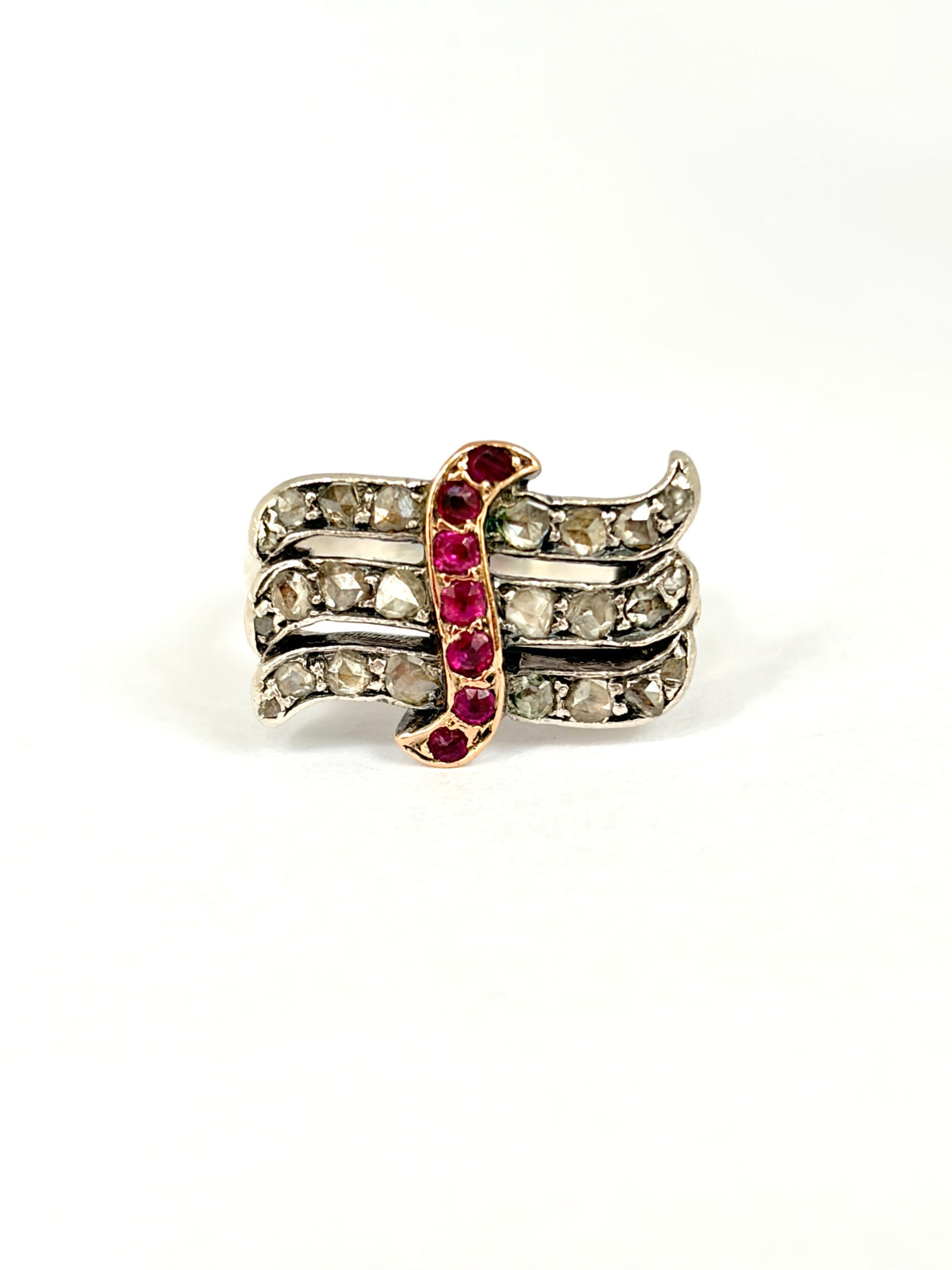 Art Deco, 18ct Gold and Silver Ruby and Diamond Ring
