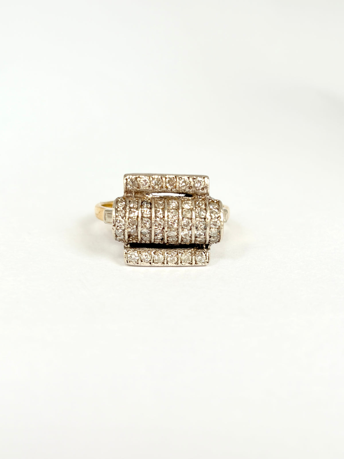 Very cool, Art Deco 18ct Gold and Silver,  Diamond 'Roller' Ring