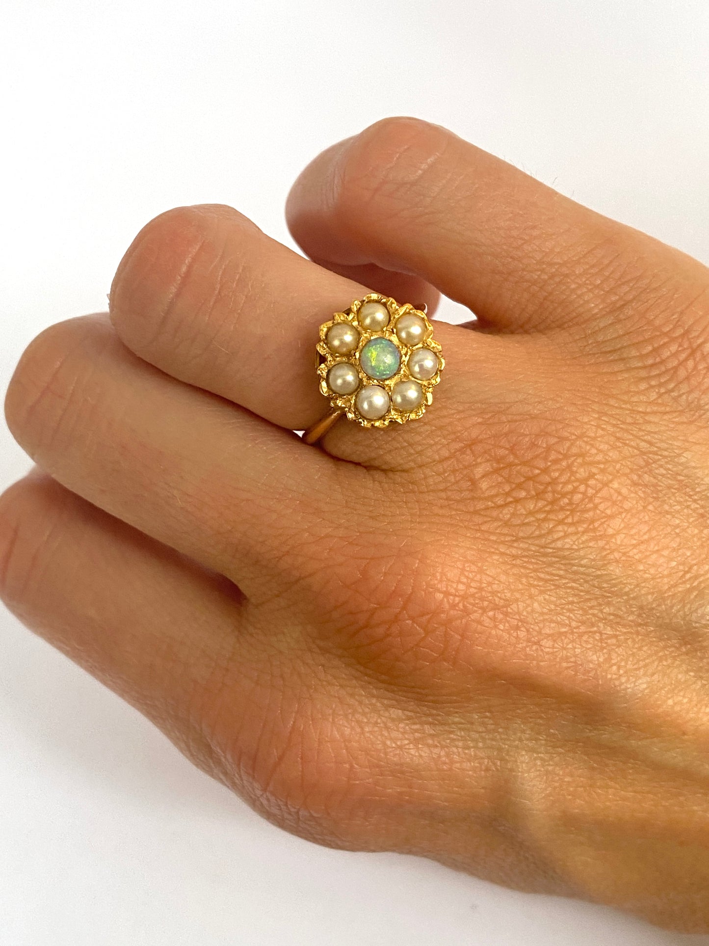 RESERVED Antique, Edwardian, 18ct Gold Opal and Pearl Ring