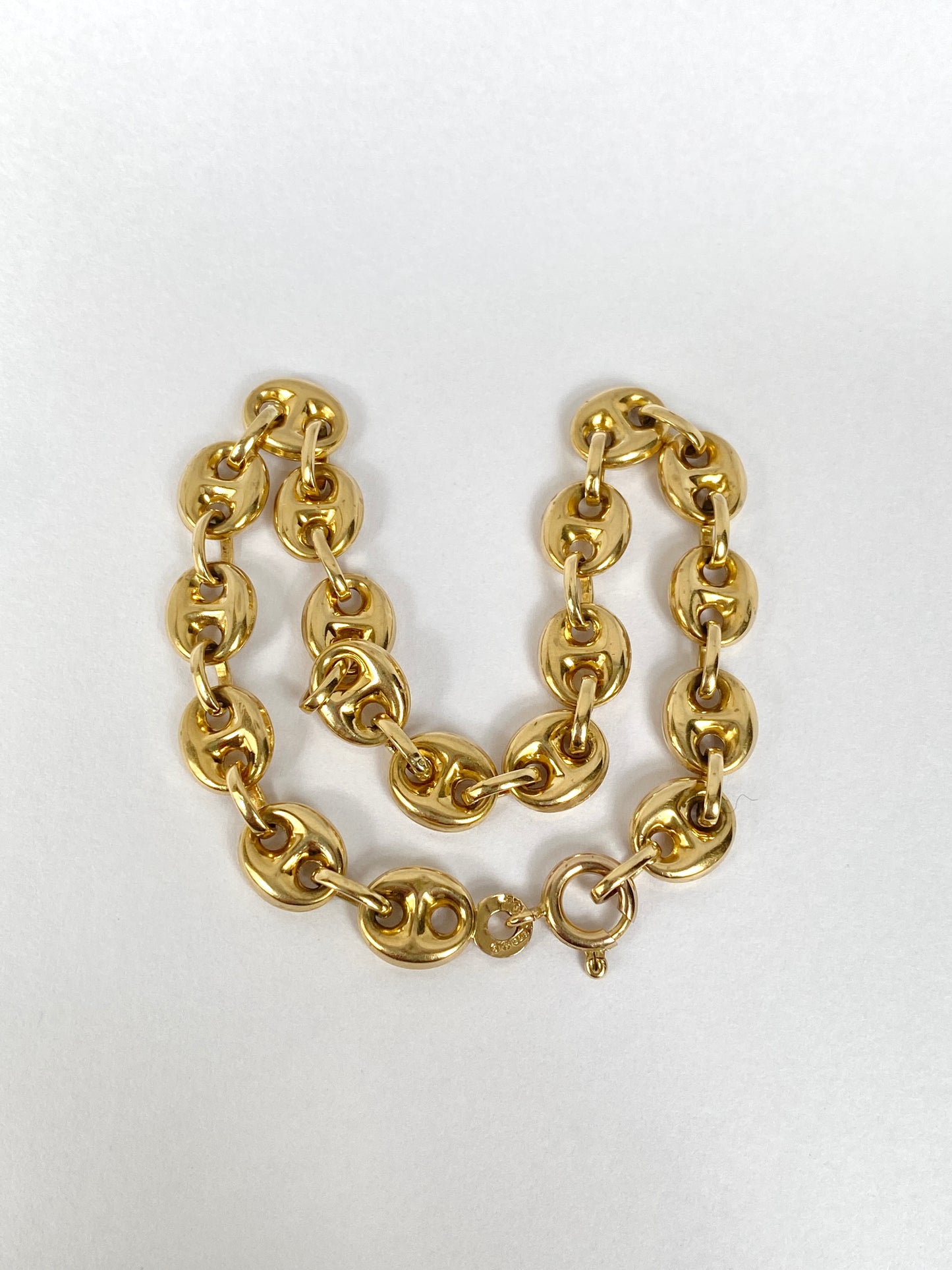 Vintage 9ct Gold Mariner Anchor Link Bracelet, 8 inches. Hallmarked Sheffield, 1975 (6.42g)