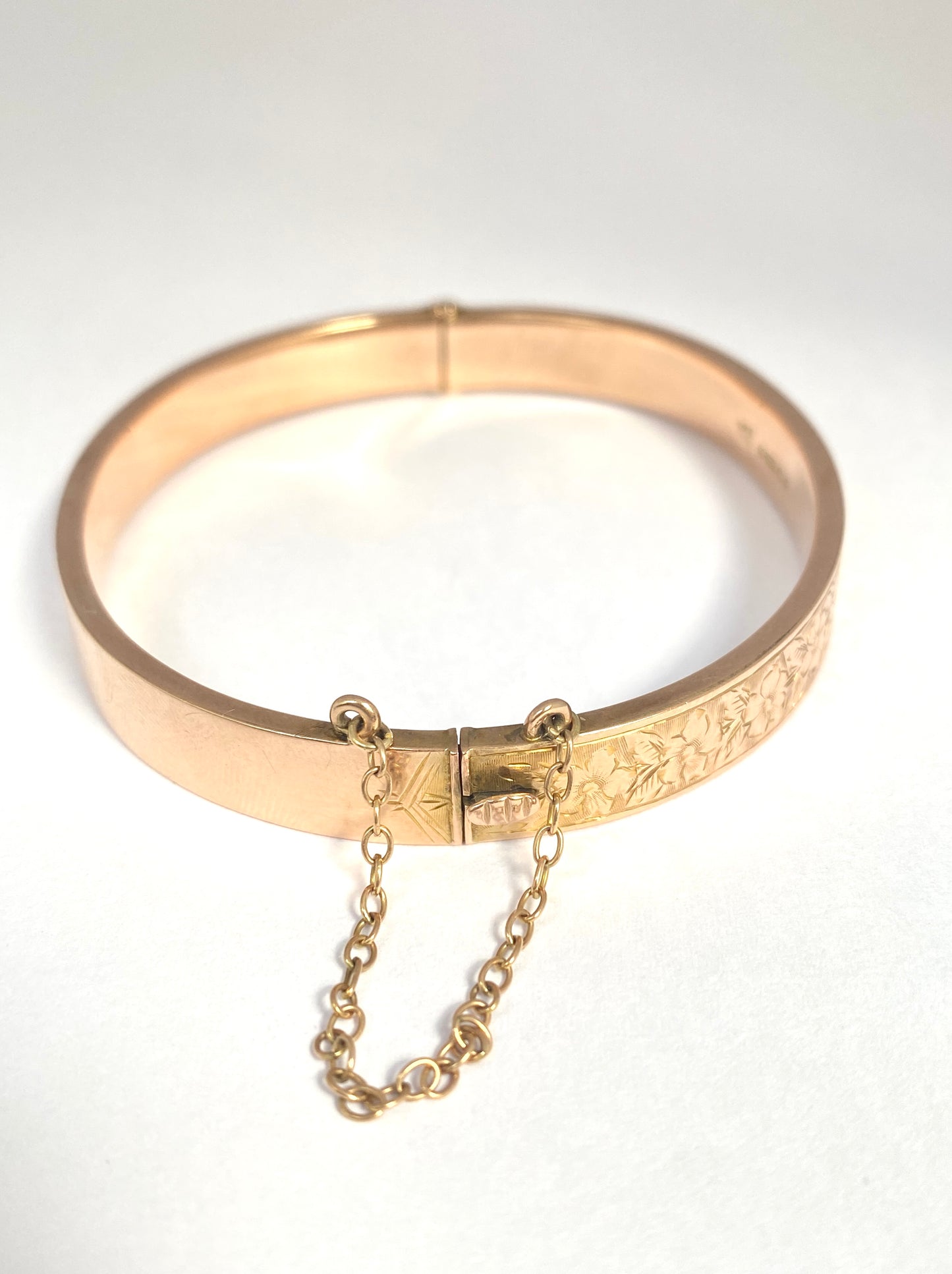 Antique,  9ct Gold,  Floral, Forget me not, Bangle, Hallmarked, Birmingham, 1918