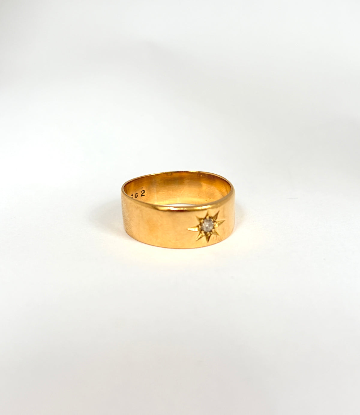 18ct Gold, Antique, Starburst Diamond Solitaire Band, Hallmarked 18ct Gold, Chester and 1917