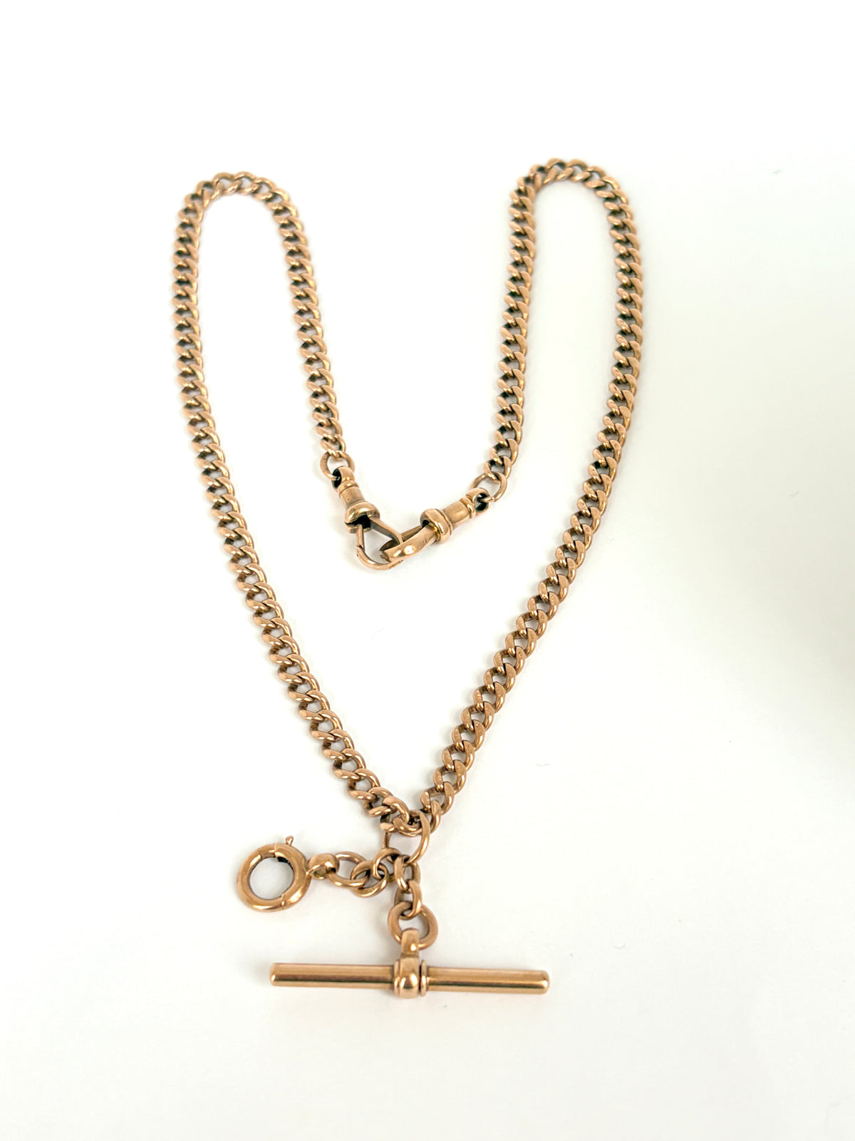 18 inch, Antique, Victorian 9ct Rosy Gold Albert Watch Chain (24.69g)