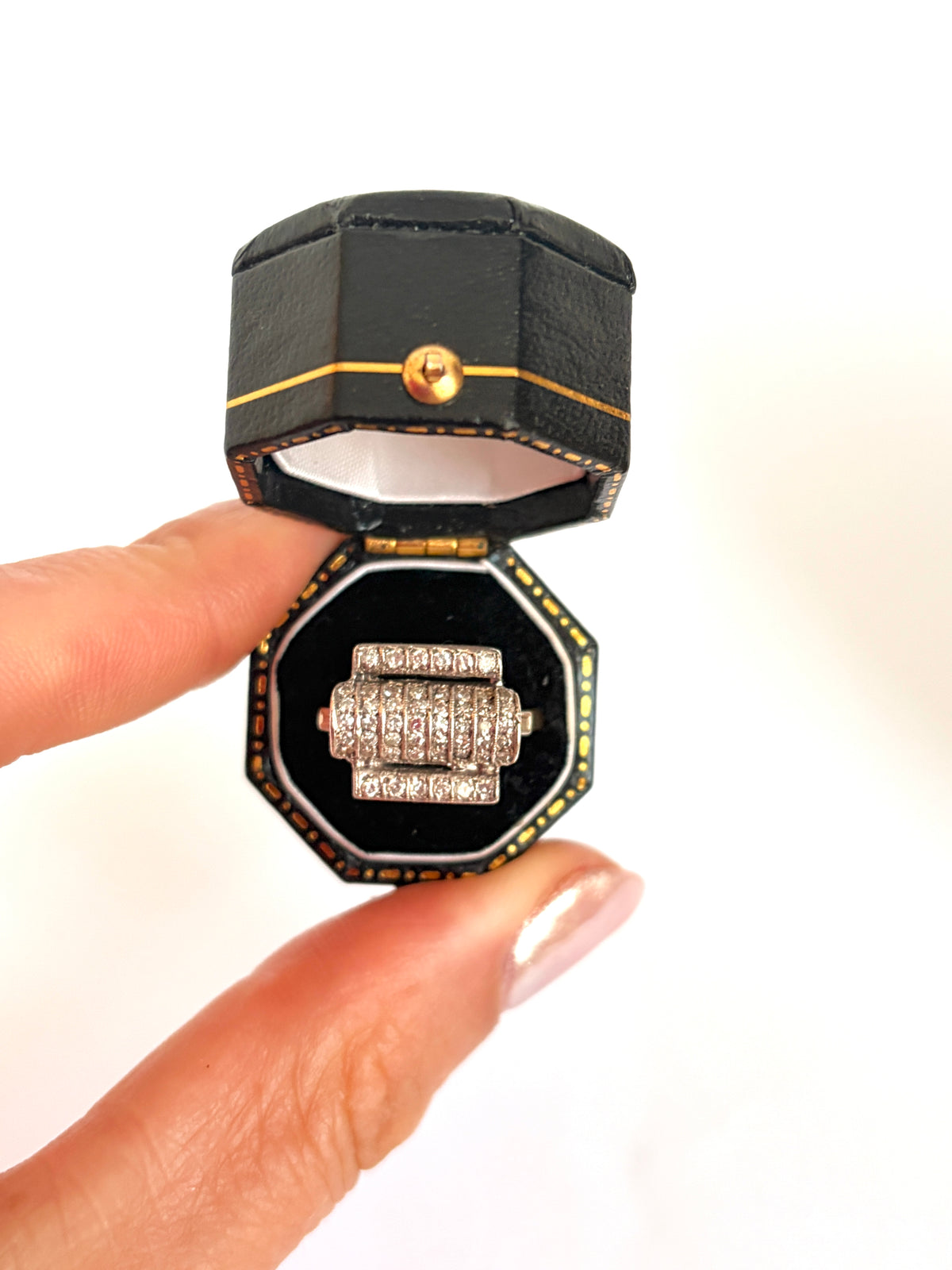 Very cool, Art Deco 18ct Gold and Silver,  Diamond 'Roller' Ring