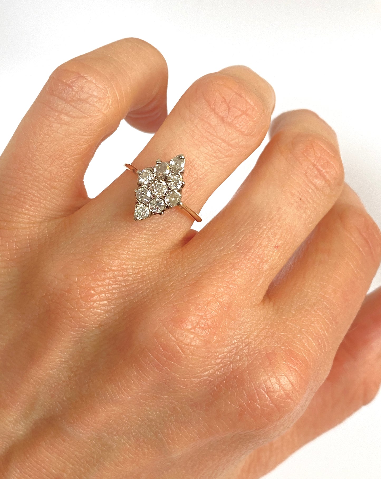 9ct Gold, Vintage, Diamond Marquise Engagement Ring