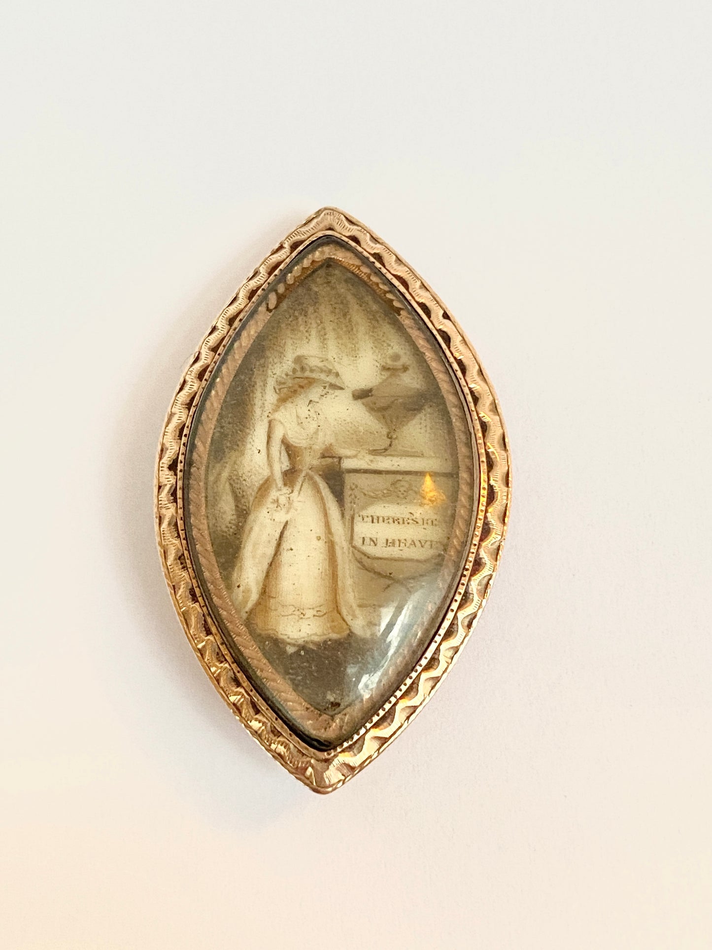 9ct Gold, Georgian, Rare Sepia Mourning Brooch