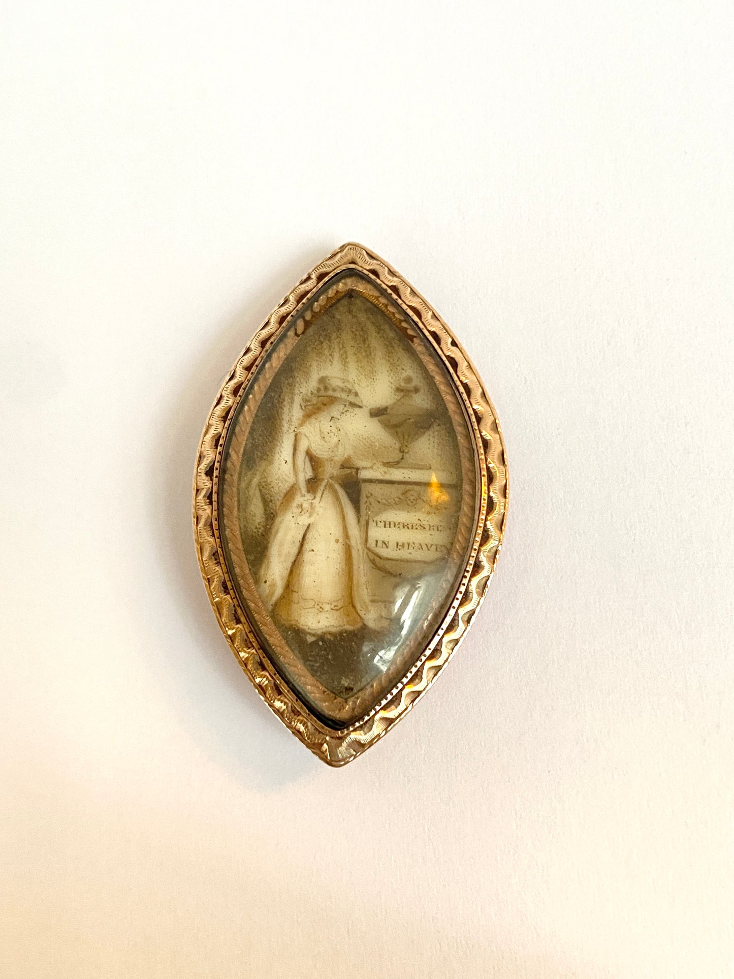 9ct Gold, Georgian, Rare Sepia Mourning Brooch