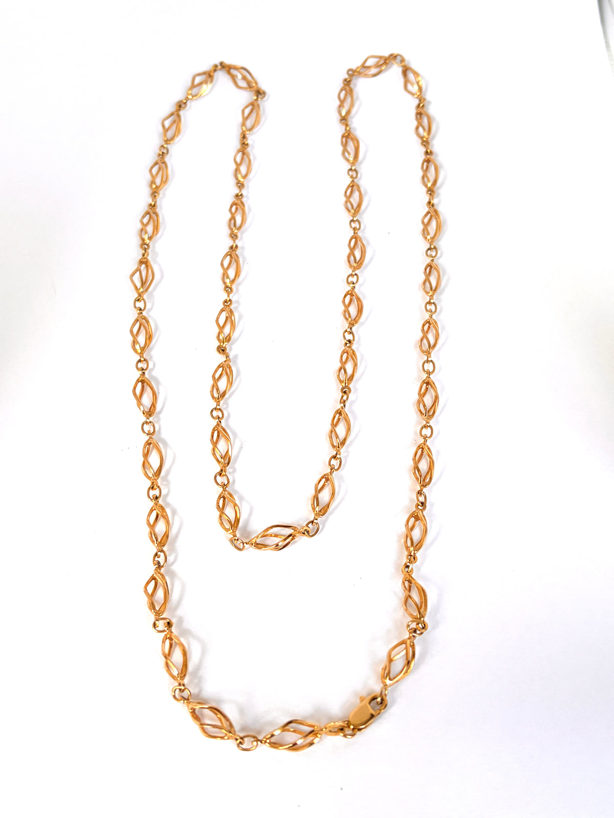 Very cool, 9ct Gold, 30 inch, Vintage, Open 'Cage' Link chain with lobster clasp, 16g