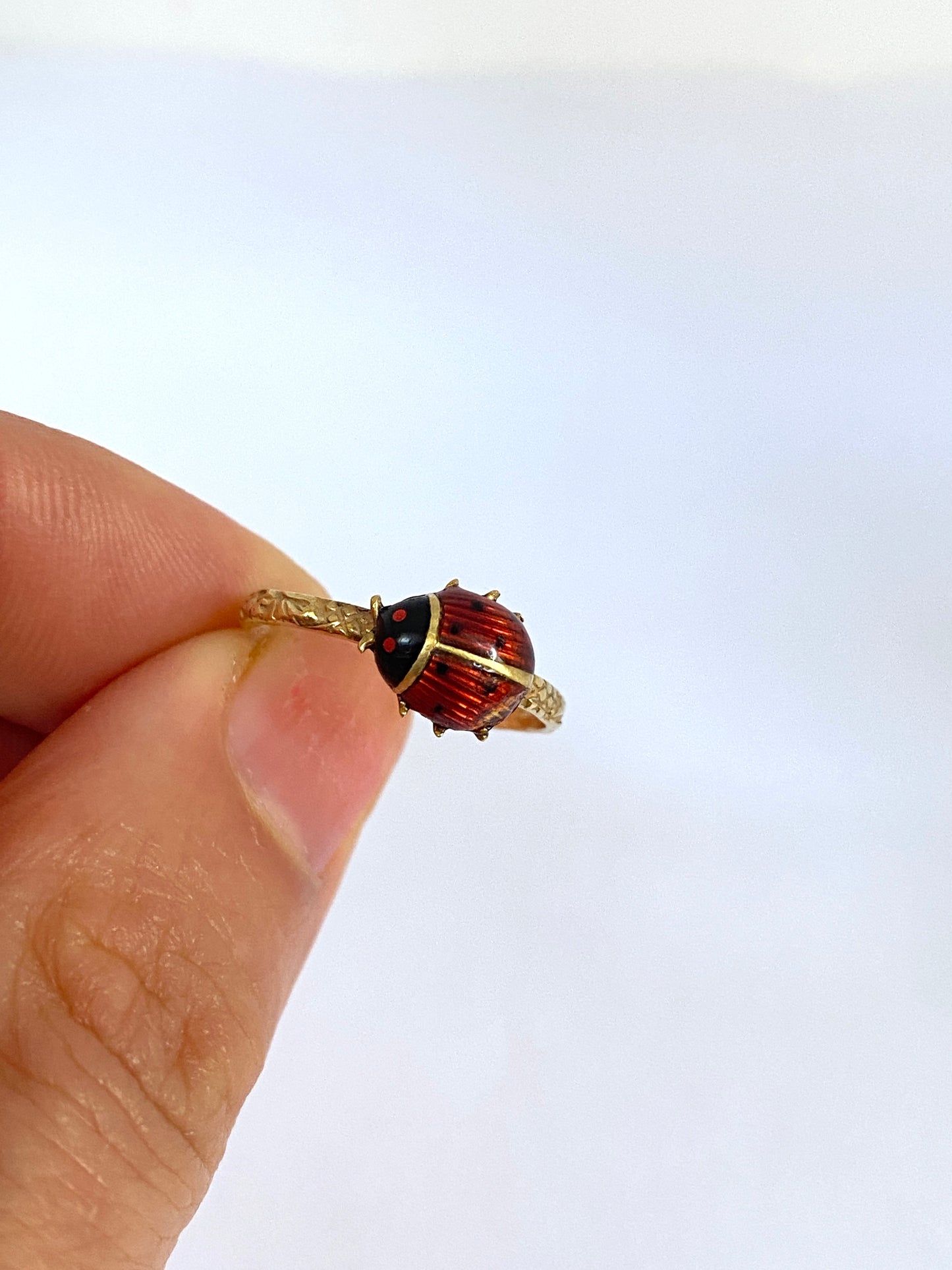 Antique, 15ct Gold and Enamel, Lucky Ladybird / Ladybug Ring