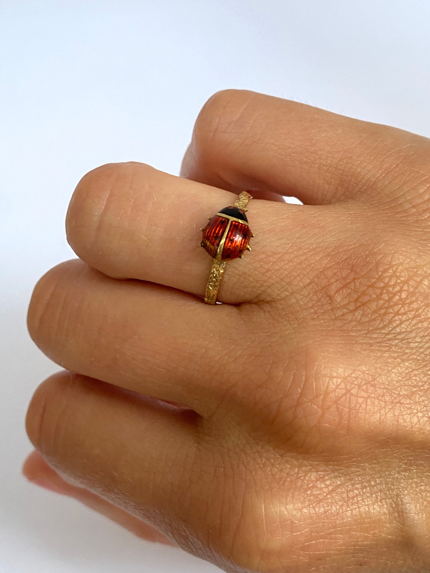 Antique, 15ct Gold and Enamel, Lucky Ladybird / Ladybug Ring