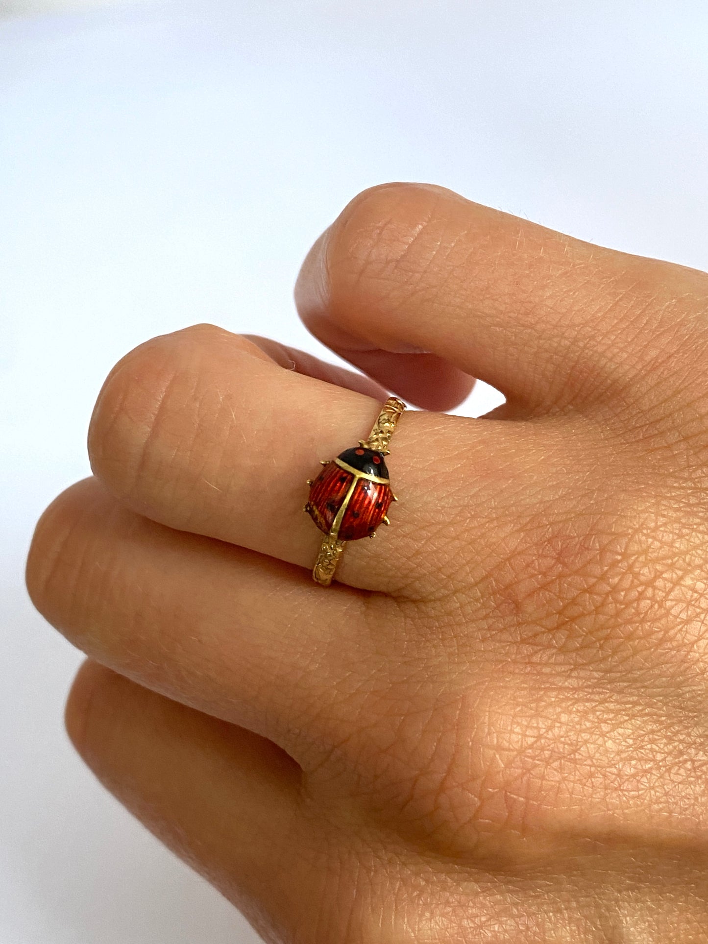 Antique, 15ct Gold and Enamel, Lucky Ladybird / Ladybug Ring