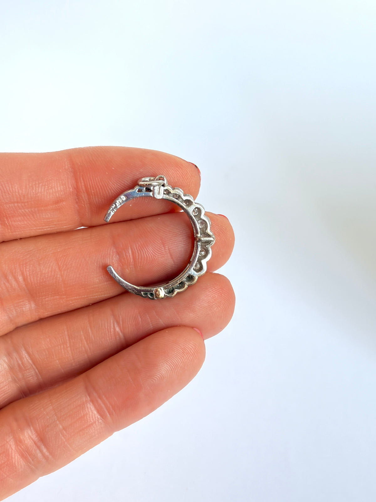 Vintage, 18ct White Gold Diamond Crescent Moon Pendant
