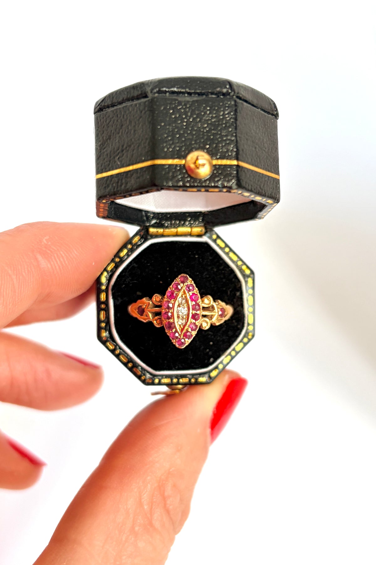 Victorian, 18ct Gold Ruby and Diamond Marquise Ring