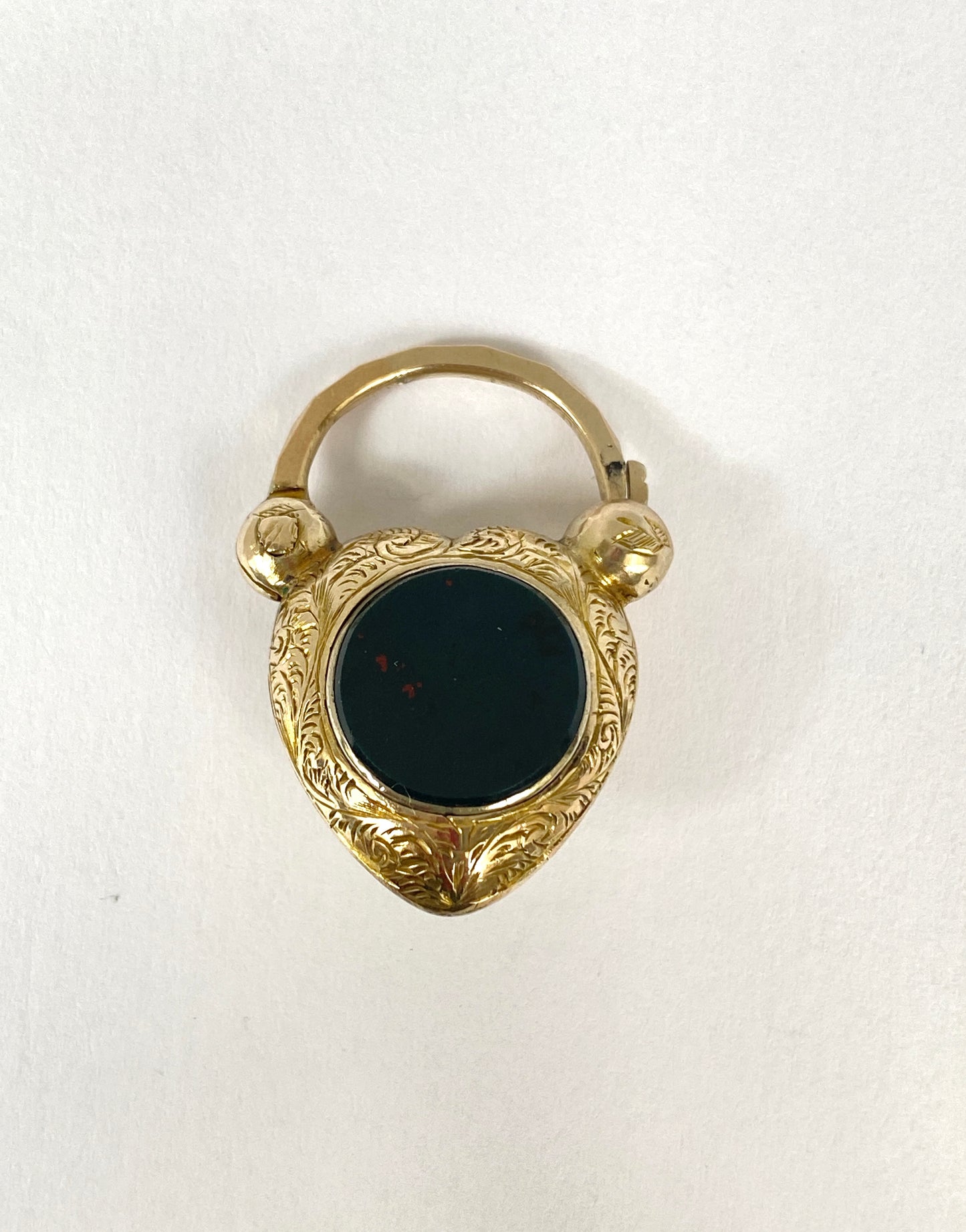 2nd and 3rd payment Rare, Antique, 15ct Gold Forget-me-not Turquoise Engraved, Heart Padlock Pendant/Clasp