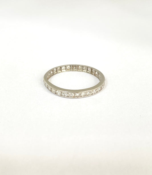 Vintage, Art Deco, Platinum Diamond Eternity Ring, Size UK O/US 7