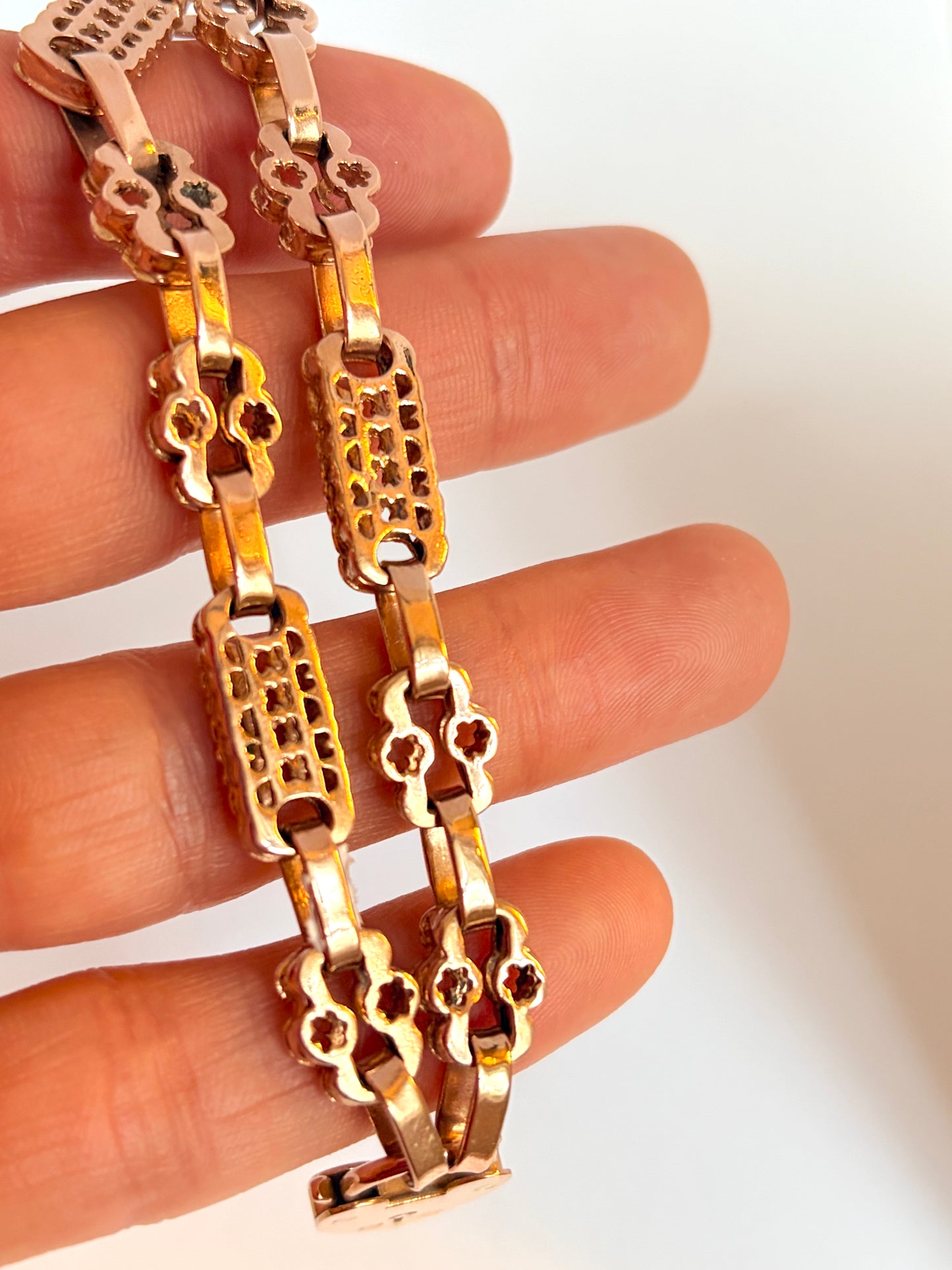 Antique 9ct Gold Fancy Link Padlock Bracelet or extender  (7 inches and 18.48g)