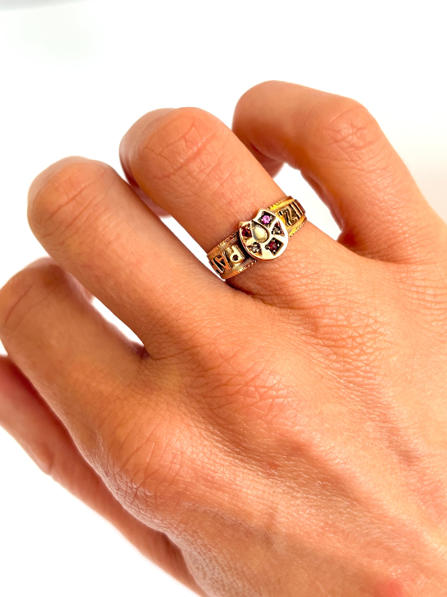Antique, 9ct Yellow Gold Mizpah Ring, Hallmarked Birmingham, 1900