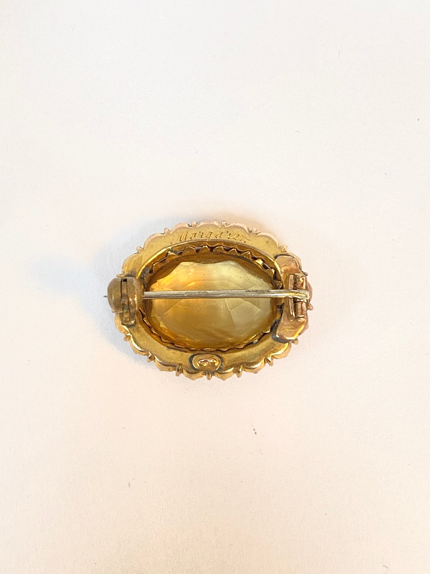 Incredible, Antique,  18ct Gold Citrine Brooch/Pin with Multigem border