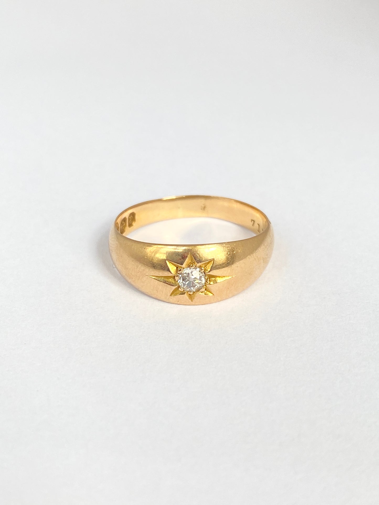 18ct Gold, Victorian, Starburst Solitaire Ring, Hallmarked 18ct Gold, Birmingham, 1898