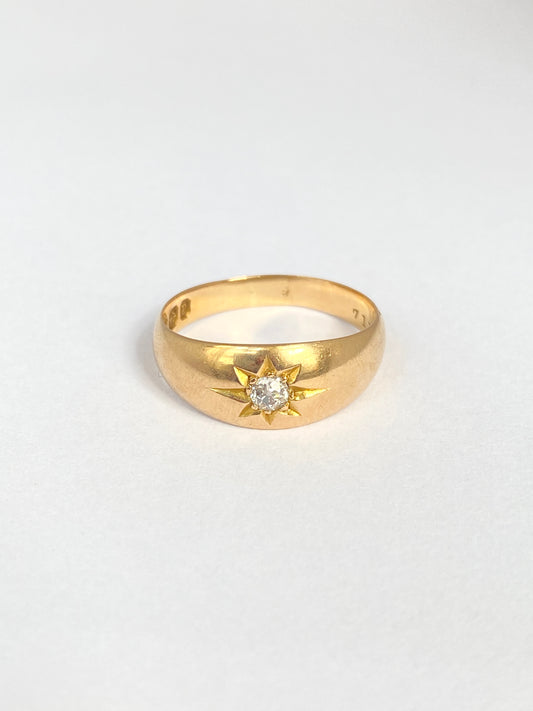 18ct Gold, Victorian, Starburst Solitaire Ring, Hallmarked 18ct Gold, Birmingham, 1898