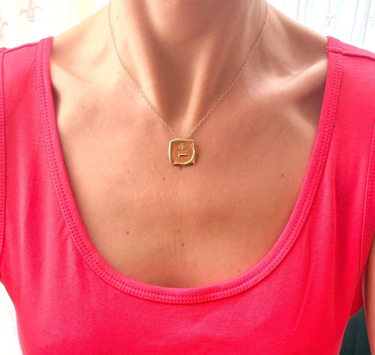 Vintage, Unusual 18ct Gold Augis French Pendant, 'Qu'hier - Que demain'