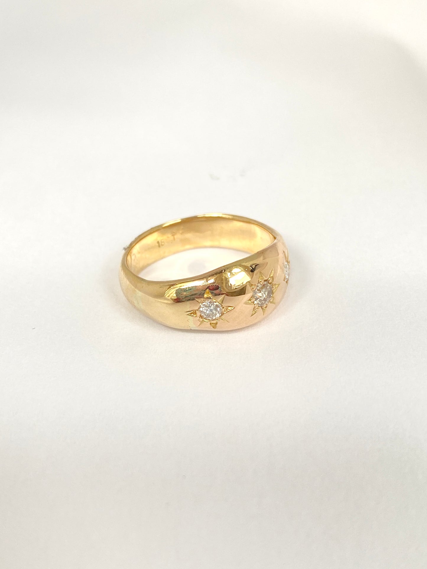 Vintage, 18ct Gold, Diamond Starburst Trilogy Ring, Hallmarked 18ct Gold
