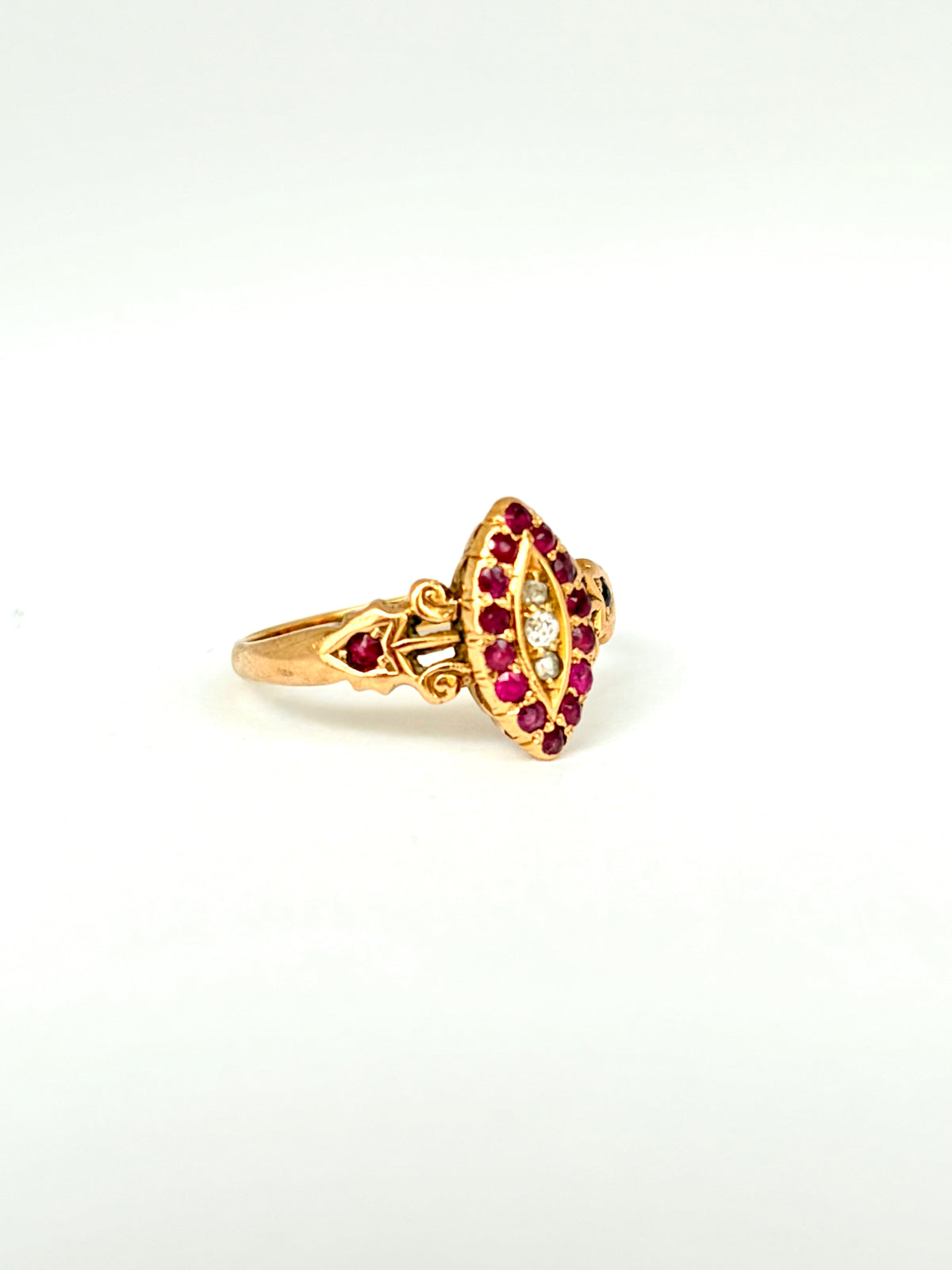 Victorian, 18ct Gold Ruby and Diamond Marquise Ring