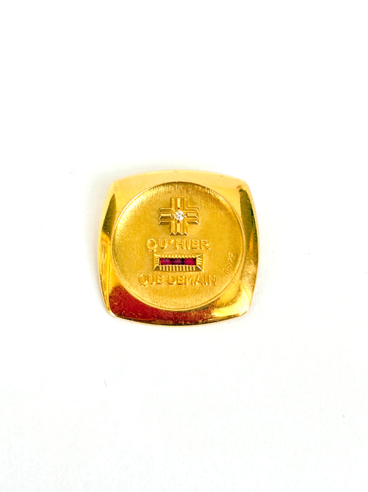 Vintage, Unusual 18ct Gold Augis French Pendant, 'Qu'hier - Que demain'