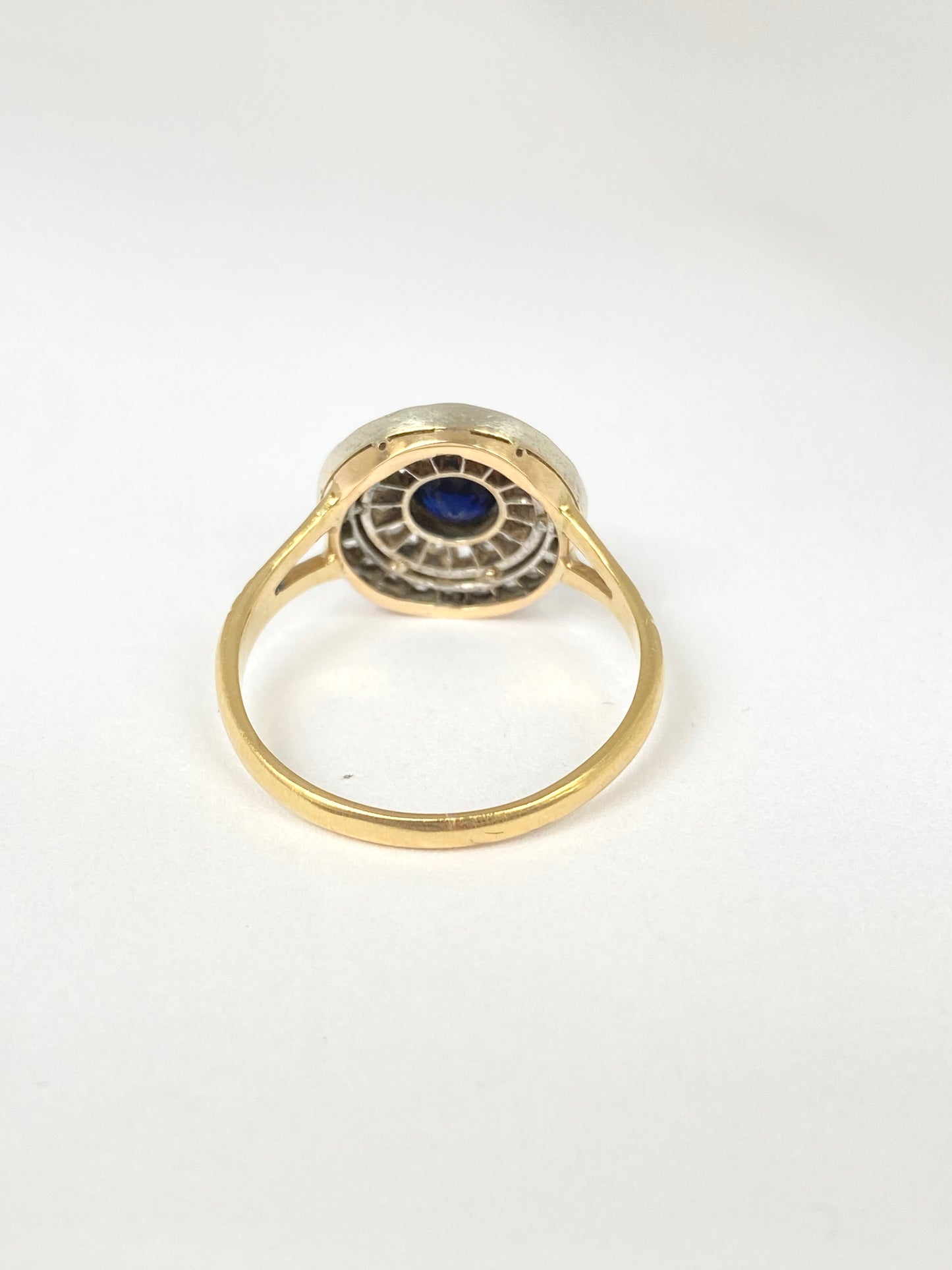 Vintage Diamond and Sapphire Target / Flower Ring, Circa 1920