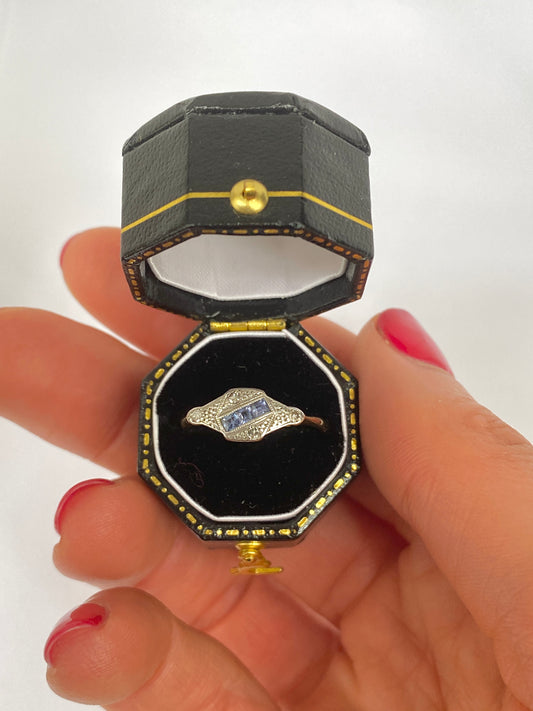 Art Deco, 18ct Gold, Sapphire and Diamond Engagement Ring