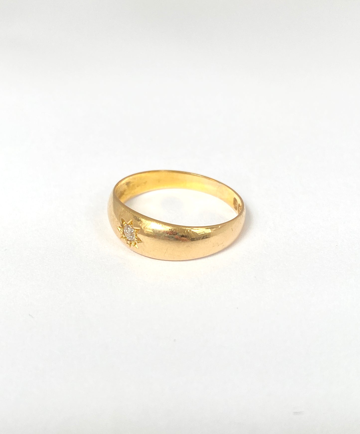 18ct Gold, Antique, Victorian, Starburst Solitaire Ring, Hallmarked 18ct Gold, Birmingham and 1893