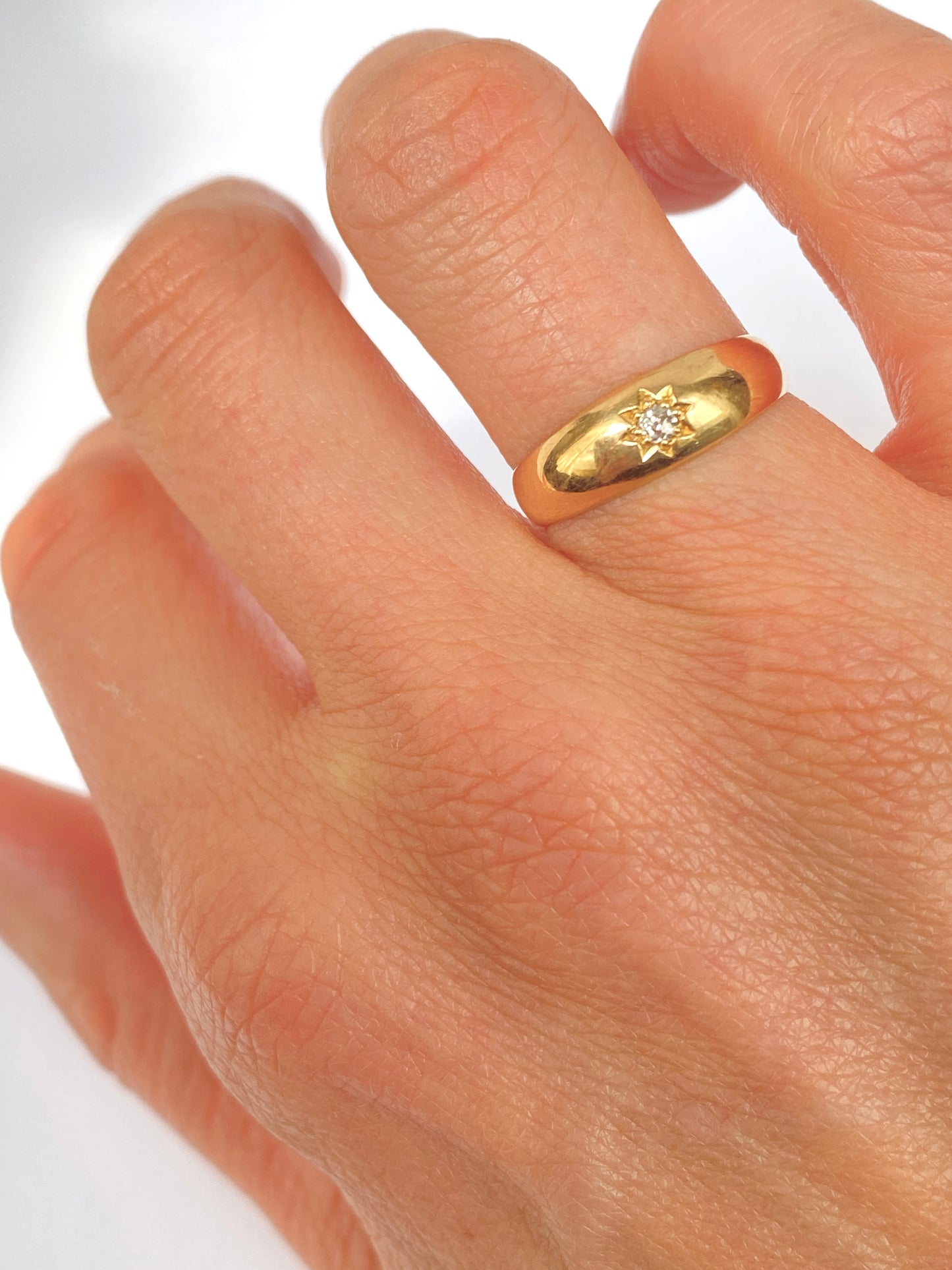 18ct Gold, Antique, Victorian, Starburst Solitaire Ring, Hallmarked 18ct Gold, Birmingham and 1893
