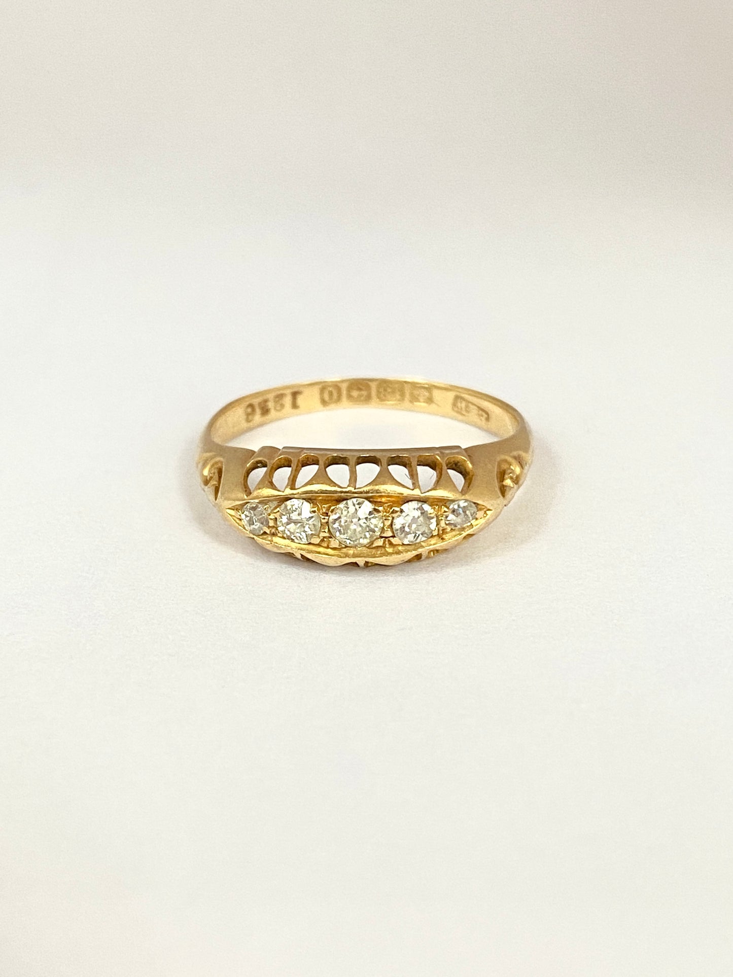 Reserved Antique, 18ct Gold, 5 stone Diamond Ring, Hallmarked 18ct Gold, Birmingham, 1863