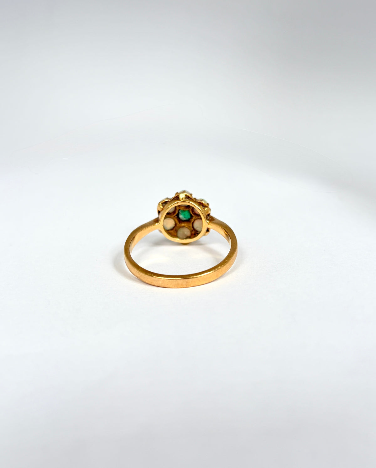 18ct Gold, Vintage, Opal and Emerald Flower Ring